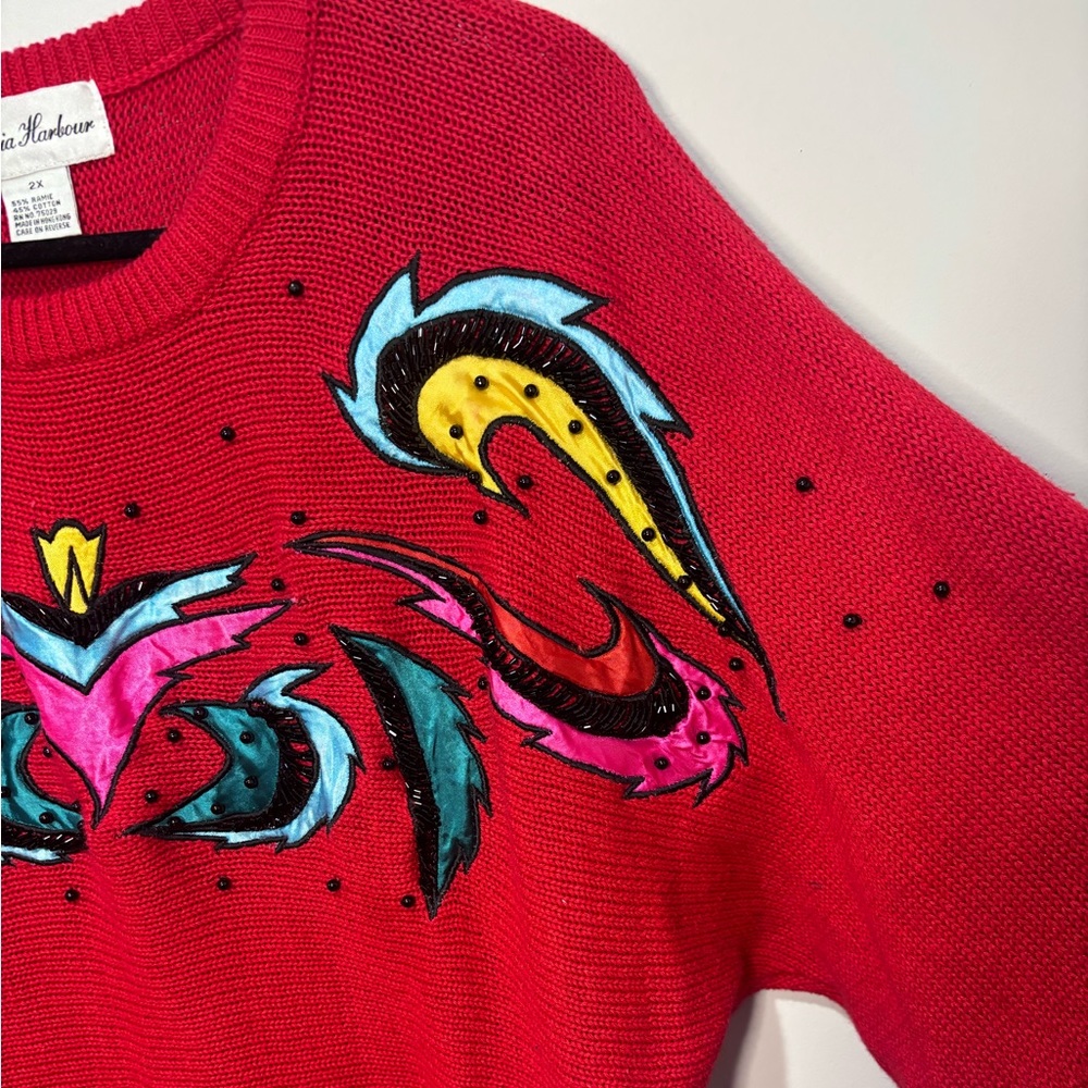 Vintage Red Sweater with Beading detail
